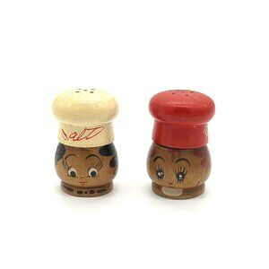 Vintage Mr. & Mrs. Chef Wood Hand Painted Salt and Pepper Shakers